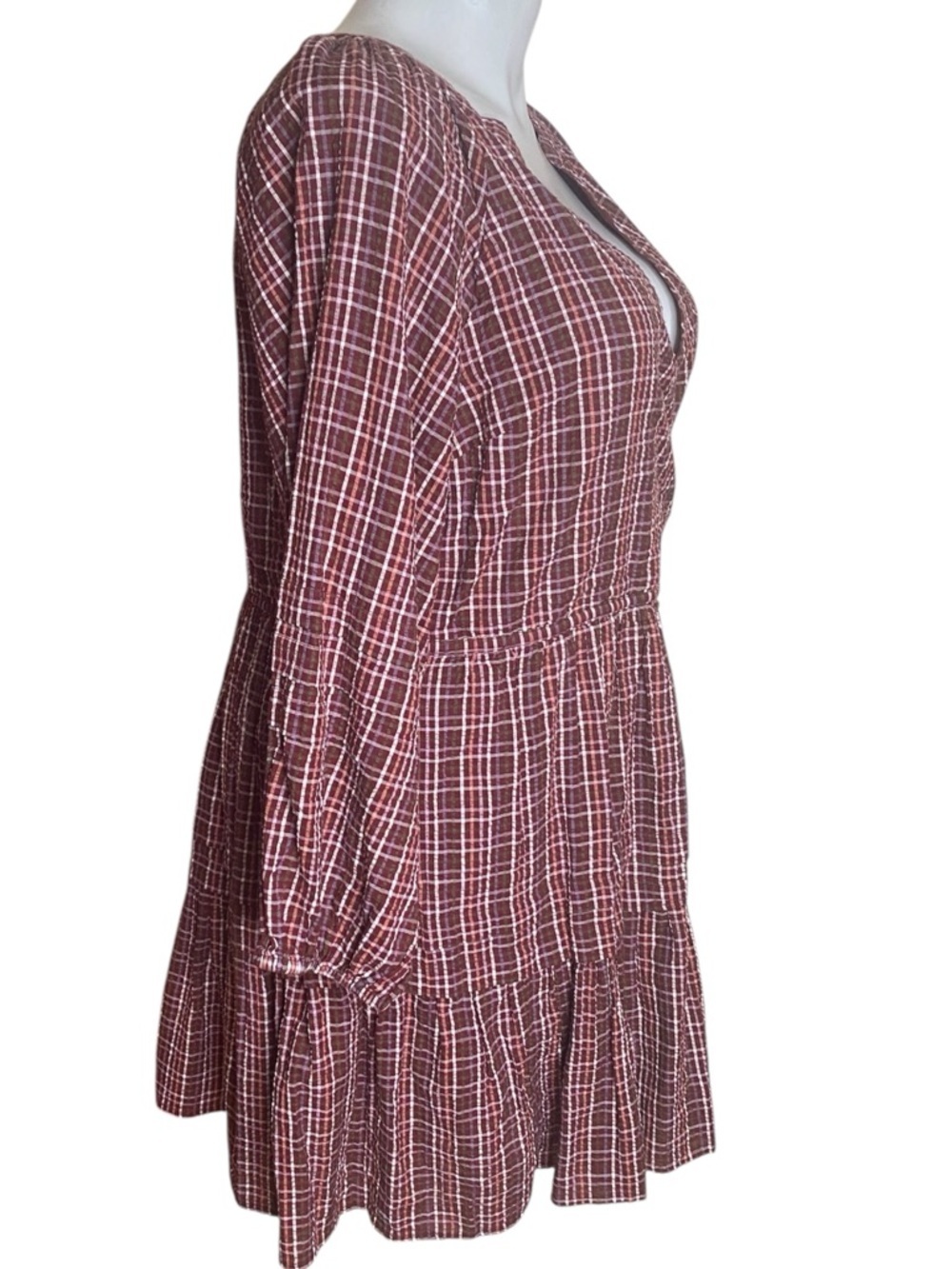 Madewell Seersucker Wrap Mini Dress (Style NH100), size XL New - Picture 3 of 11
